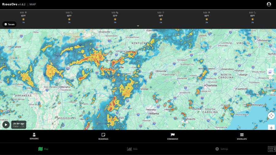 Precipitation radar overlay